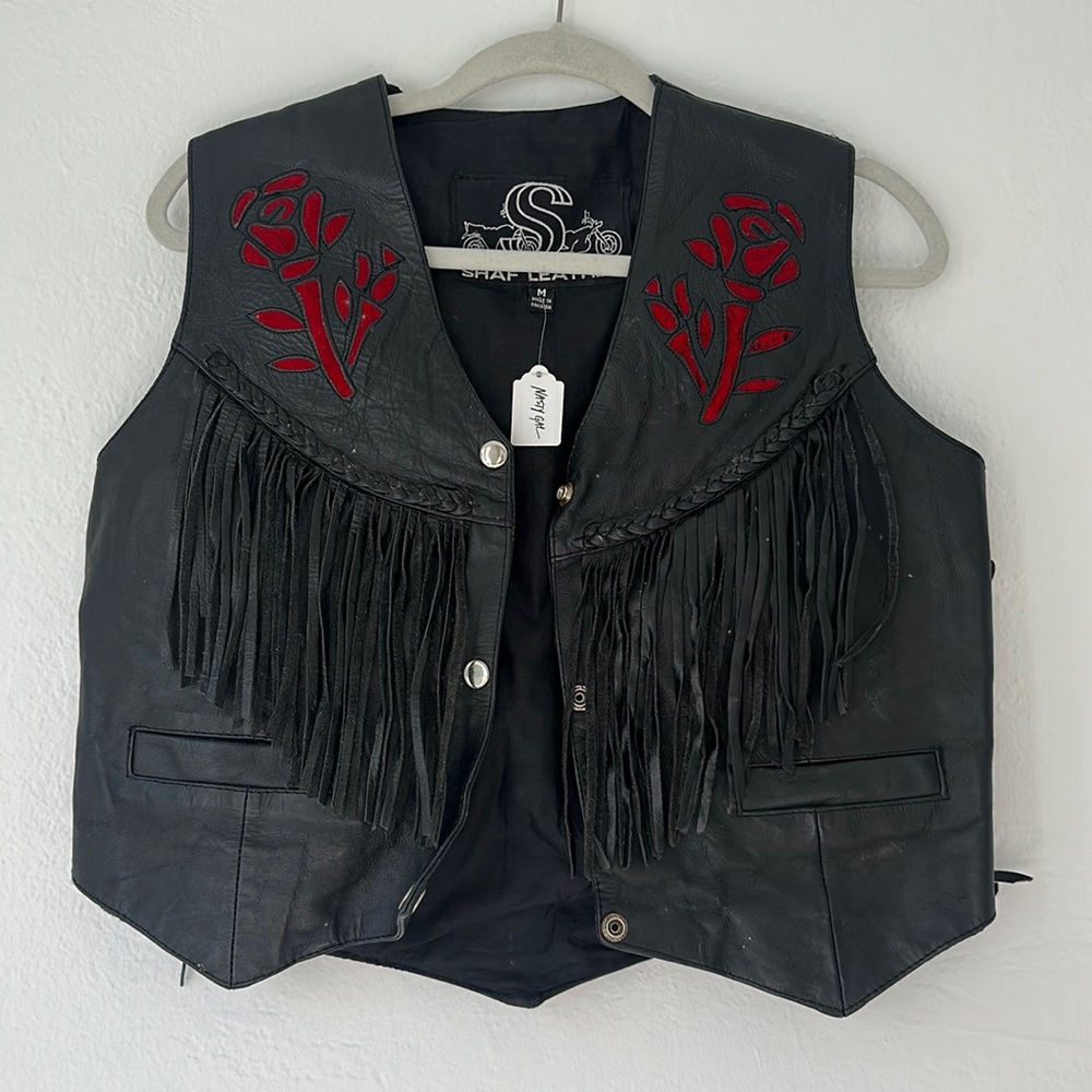 Nasty Gal Moto Vest with roses in a Medium
